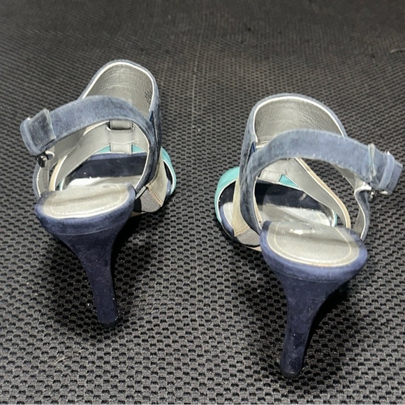 AK ANNE KLEIN flex Women’s 8 Three Tone Suede Heels Ankle Strap Buckle Casual - Picture 4 of 11